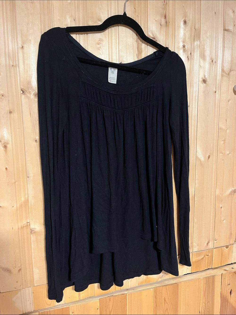 We The Free Black Long Sleeve Scoop Neck Top